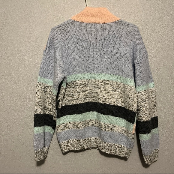 Women’s Totally 80s Sweater Pastel Colors Long Sleeve Chevron Pattern Medium - Picture 7 of 7